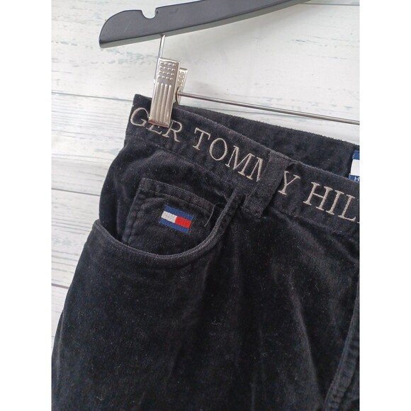 Vintage Y2K Tommy Hilfiger Velvet Pant Womens Embroidered Spell Out Waist Sz 10 - Picture 2 of 5